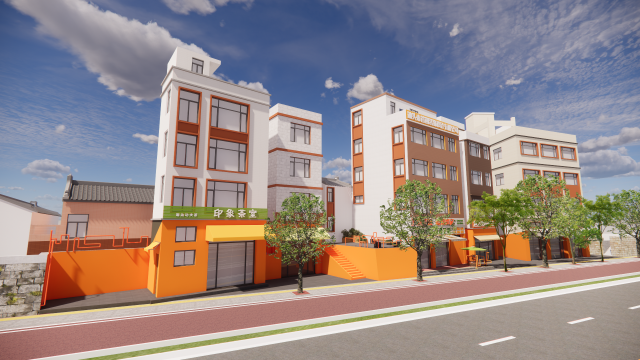 汕头大学长江艺术与设计学院组建乡村艺术建设研究中心师生团队主动对接南澳县后宅镇环城东路风貌提升项目。图为环城东路西侧山顶渔村C区段沿街农房微改造样图。 图片